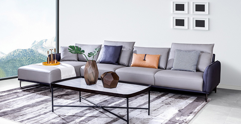 Moderne, minimalistische Wohnzimmer-Technologie, Stoff, zweifarbig, Sofa-Kombination 1079111