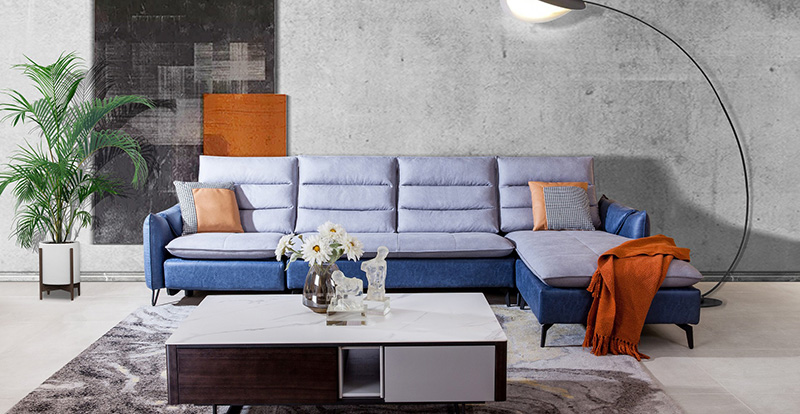 Moderne minimalistische Wohnzimmer-Funktionstechnik-Stoff-Ecksofa-Kombination 620069