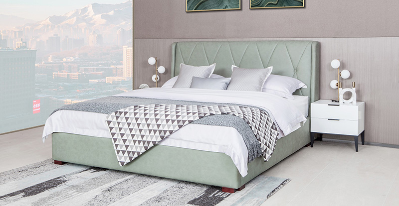 Modernes, minimalistisches Schlafzimmer-Technologie-Stoffbett, Zugpunkt-Doppelbett A20003